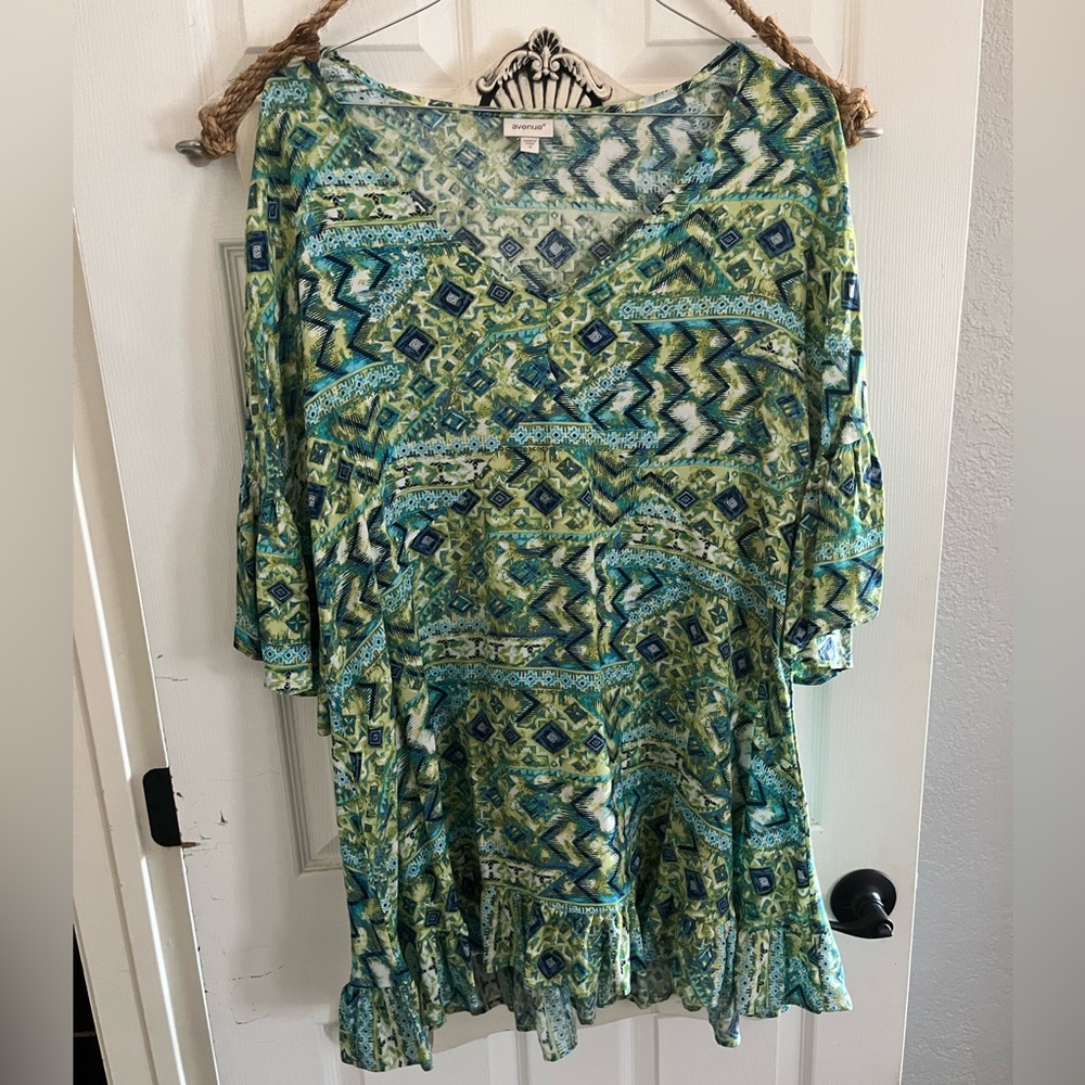 Green Blouse with Ruffle Detail